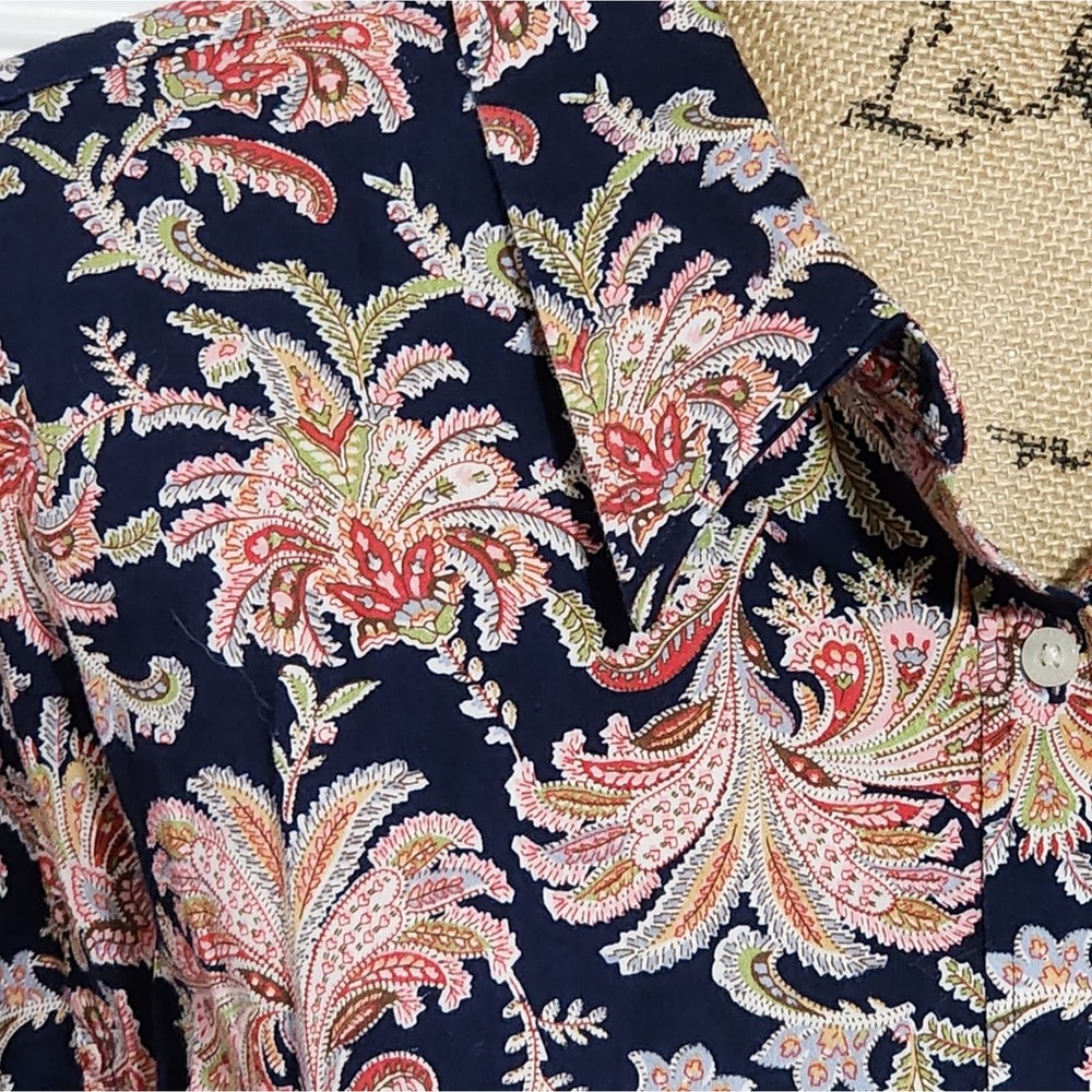 Chaps 100% cotton floral button down no iron shirt plus size 2X‎ - Picture 4 of 6